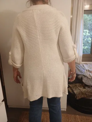 Chaqueta tejida blanca talla única
