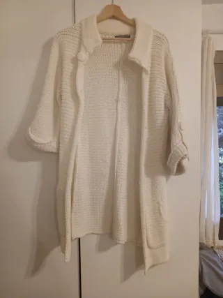 Chaqueta tejida blanca talla única