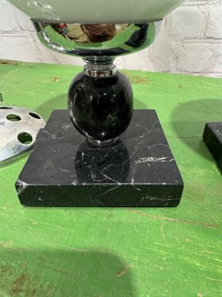 Pareja portavelas opalina y mármol R.I.P.