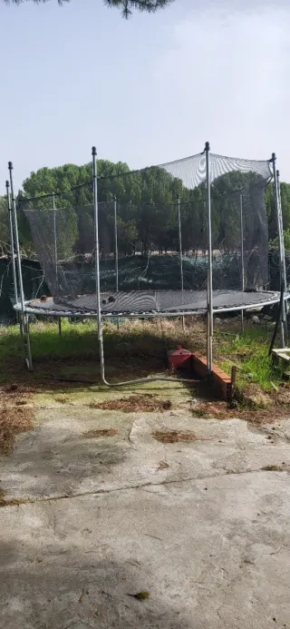 Cama elástica con red de seguridad