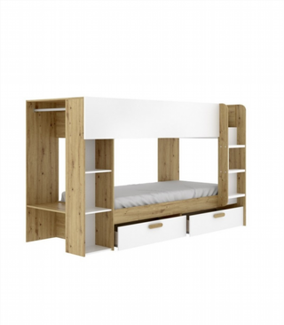 Litera 2 Cajones Estantería Y Armario. Nordic/Bla