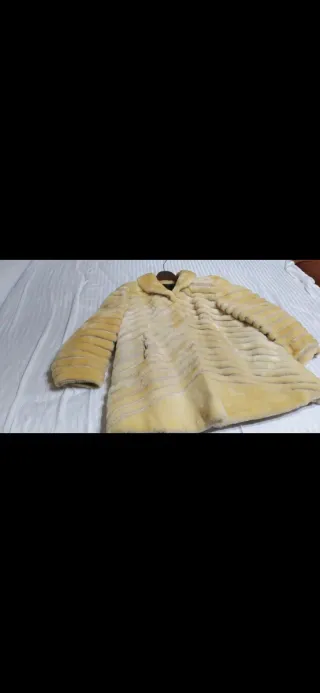 Abrigo Piel Vintage Mujer Beige/Amarillo