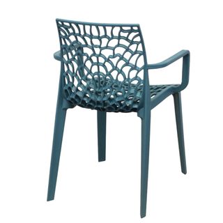 Sedia da Esterno Effetto Pizzo Blu con Braccioli