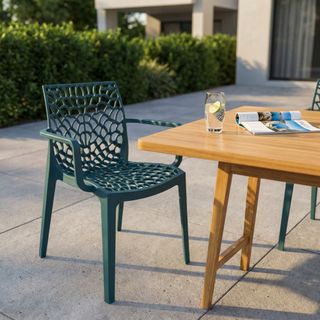 Sedia da Esterno Effetto Pizzo Blu con Braccioli