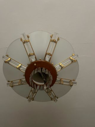 Lámpara de techo vintage cristal y madera