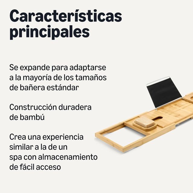 NUEVO - Bandeja Extensible Bambú Bañera