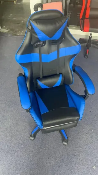 Sedia gaming ecopelle blu e nera