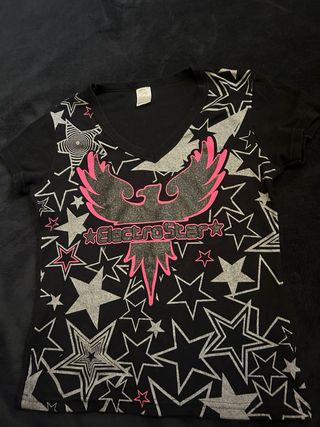 Camiseta V-Neck Estrellas Y2K Retro