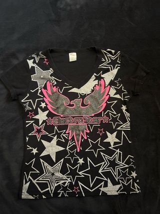 Camiseta V-Neck Estrellas Y2K Retro