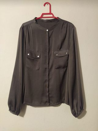 Camisa mujer manga larga verde oliva