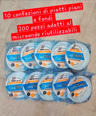 10 Confezioni Piatti Piani Riutilizzabili