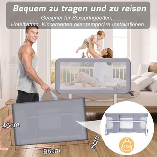 Barandilla Cama Portátil 150cm Gris