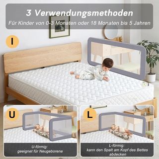 Barandilla Cama Portátil 150cm Gris