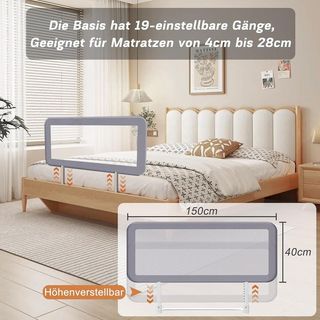 Barandilla Cama Portátil 150cm Gris