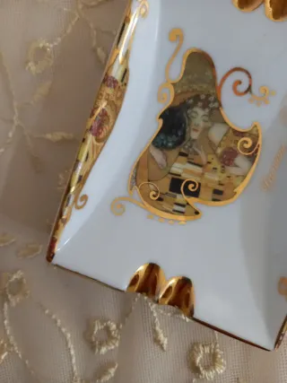 Posacenere Limoges in porcellana decorato oro