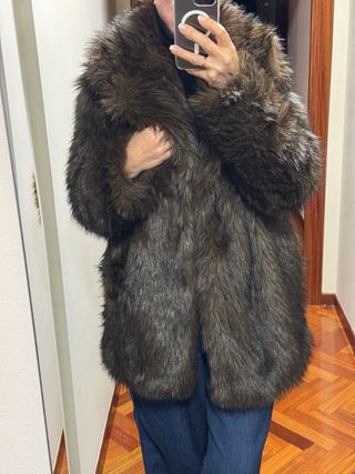 Abrigo peluche marrón