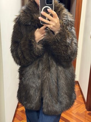 Abrigo peluche marrón