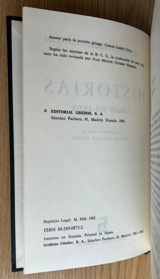 Historias. Libros XVI-XXXIX. Polibio. Gredos(1983)