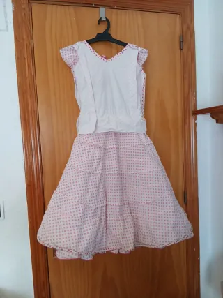 Traje de flamenca niña rosa lunares
