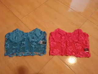 2 Tops Flores S/36/8 Azul y Rosa