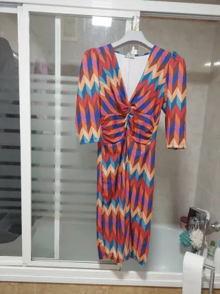 Vestido estampado geométrico multicolor