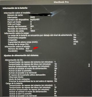 MacBook Pro 13” (2018) 256GB Touchbar. 322 ciclos!