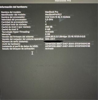 MacBook Pro 13” (2018) 256GB Touchbar. 322 ciclos!