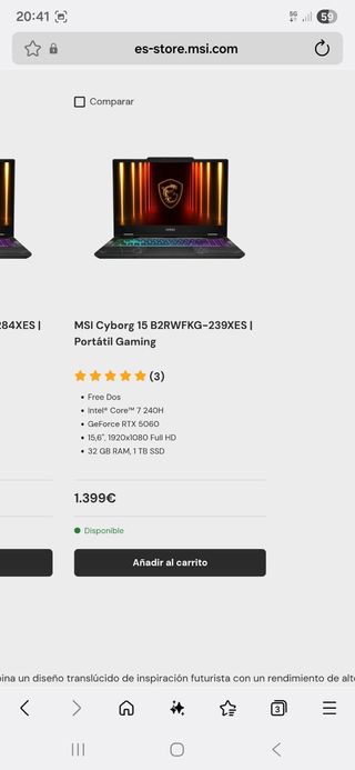 MSI Cyborg 15 B2RWFKG-239XES Portátil Gaming