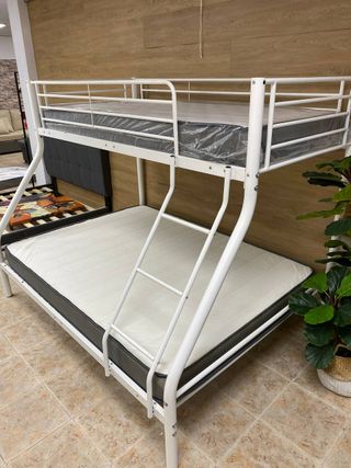Litera Matrimonial Blanca con 2 Colchones