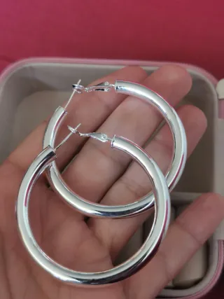 Pendientes Aro Plata 5 cm