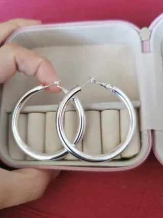 Pendientes Aro Plata 5 cm