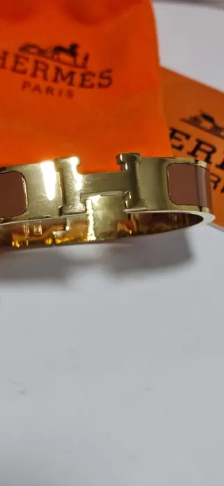 Pulsera Hermès Olympe Dorada Marrón