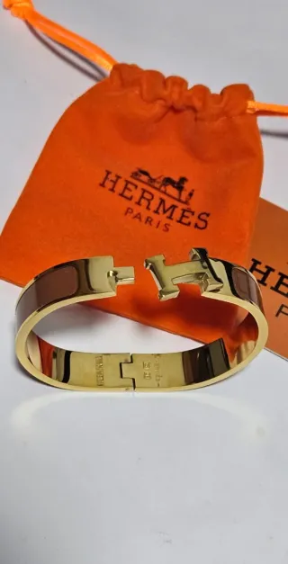 Pulsera Hermès Olympe Dorada Marrón