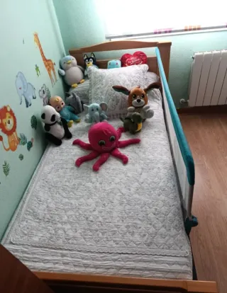 Cama individual 90cm madera y metal