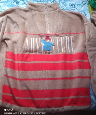 Conjunto Pijama Osito Paddington Beige y Rojo