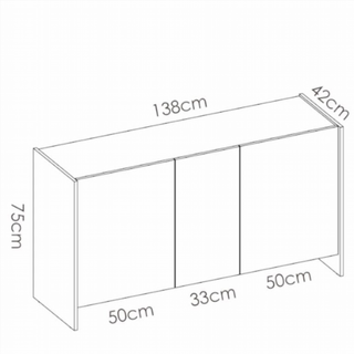 Aparador 3 puertas Kloe. Blanco/Natural