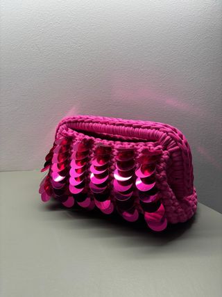 Pochette fucsia 20 cm con paillettes