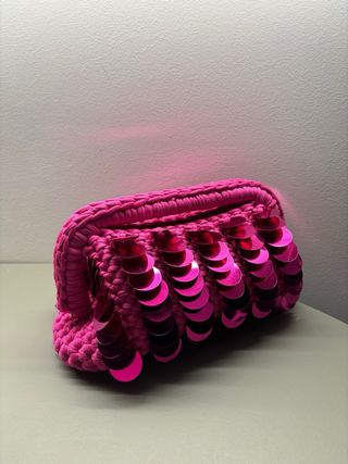 Pochette fucsia 20 cm con paillettes