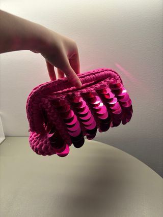 Pochette fucsia 20 cm con paillettes