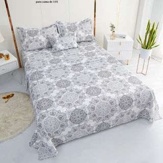 Juego Sábanas 135 Gris y Blanco