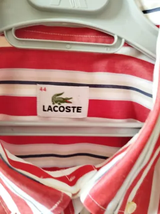 Camisa Lacoste Rayas Rojas Talla L