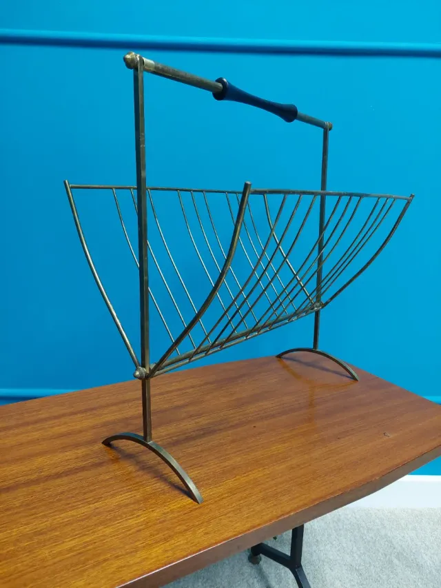 Portariviste vintage anni '60 in ottone e legno