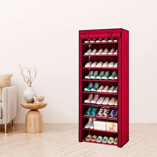 Armario Zapatero Tela Con Puertas Granate NUEVO