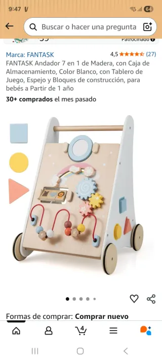 Andador de madera para bebé