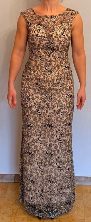 Abito da cerimonia beige e oro