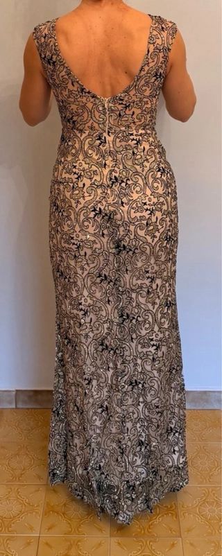 Abito da cerimonia beige e oro