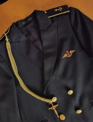 Traje comunión niño azul dorado