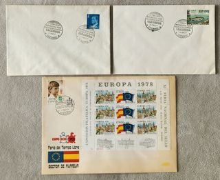 71 Sobres con matasellos conmemorativos sellos Cor