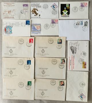 71 Sobres con matasellos conmemorativos sellos Cor