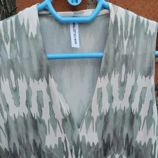 Vestido largo estampado verde y blanco